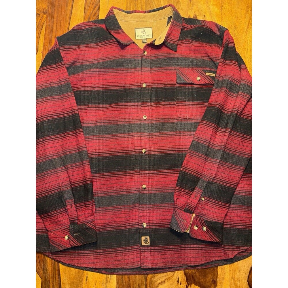 LEGENDARY WHITETAILS Button-up Black Red Plaid Flannel Shirt Men XXXL Academia